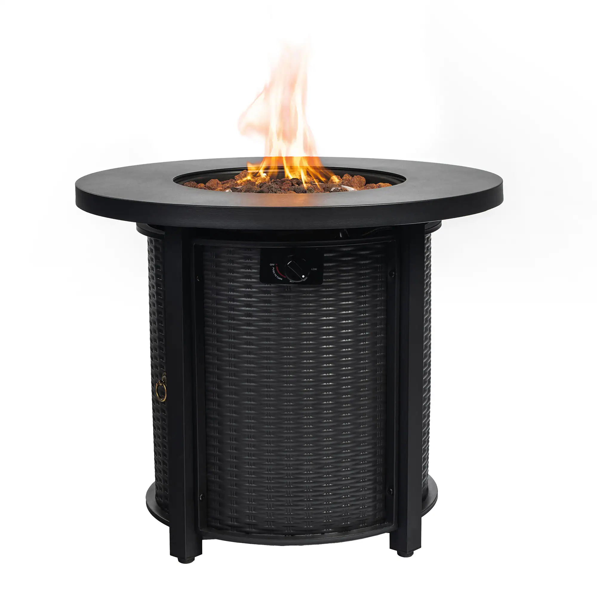 Front. Dexmalle - Dexmalle-50000 BTU Propane Gas Steel Fire Pit-Black.