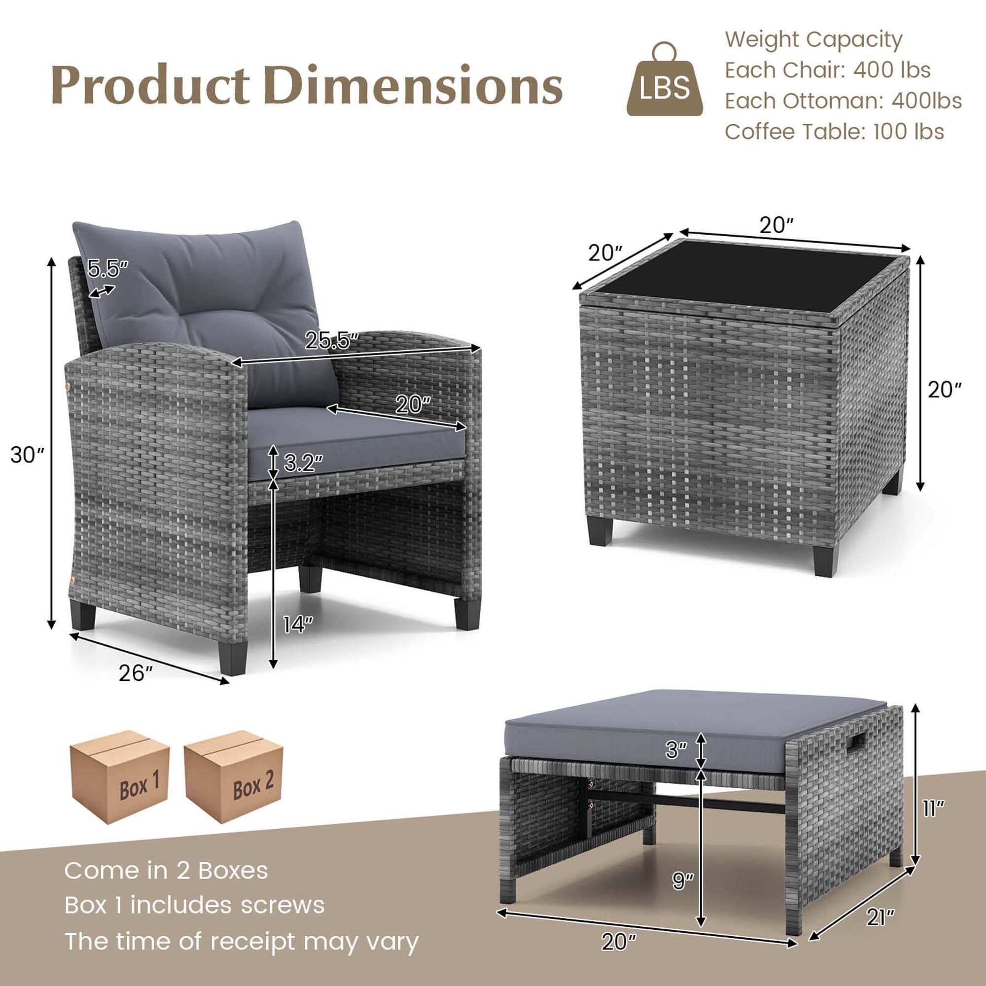 Product Dimensions:
- Chair: 20" x 20" x 30"
- Ottoman: 20" x 20" x 25.5"
- Coffee Table: 20" x 20" x 3.2"

Weight Capacity:
- Chair: 400 lbs
- Ottoman: 400 lbs
- Coffee Table: 100 lbs

Product Dimensions:
- Chair: 20" x 20" x 30"
- Ottoman: 20" x 20" x 25.5"
- Coffee Table: 20" x 20" x 3.2"

Weight Capacity:
- Chair: 400 lbs
- Ottoman: 400 lbs
- Coffee Table: 100 lbs

Product Dimensions:
- Chair: 20" x 20" x 30"
- Ottoman: 20" x 20" x 25.5"
- Coffee Table: 20" x 20" x 3.2"

Weight Capacity:
- Chair: 400 lbs
- Ottoman: 400 lbs
- Coffee Table: 100 lbs

Product Dimensions:
- Chair: 20" x 20" x 30"
- Ottoman: 20" x 20" x 25.5"
- Coffee Table: 20" x 20" x 3.2"

Weight Capacity:
- Chair: 400 lbs
- Ottoman: 400 lbs
- Coffee Table: 100 lbs

Product Dimensions:
- Chair: 20" x 20" x 30"
- Ottoman: 20" x 20" x 25.5"
- Coffee Table: 20" x 20" x 3.2"

Weight Capacity:
- Chair: 400 lbs
- Ott