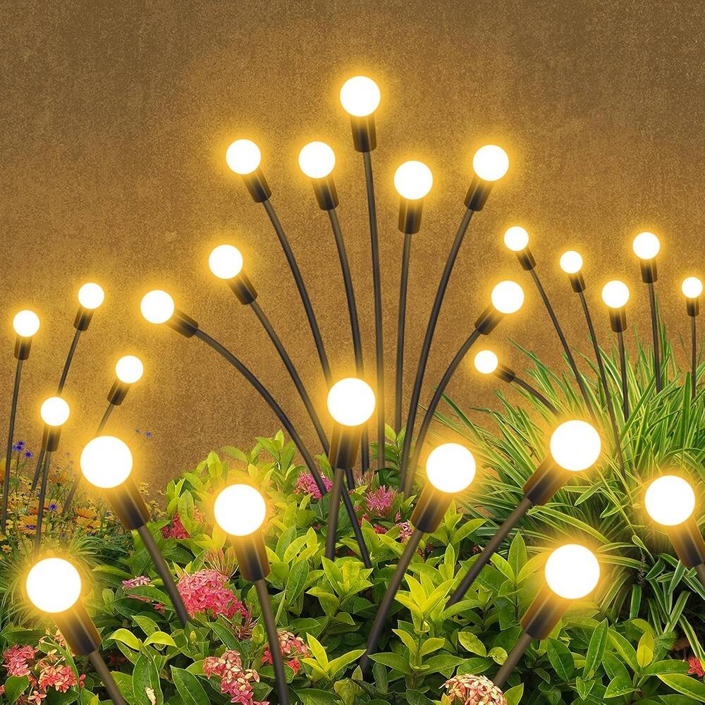 PARKER SLATER - 2-Pack 16 LED Solar Garden Lights, Waterproof Firefly Lights for Pathway and Outdoor Decor - Warm White