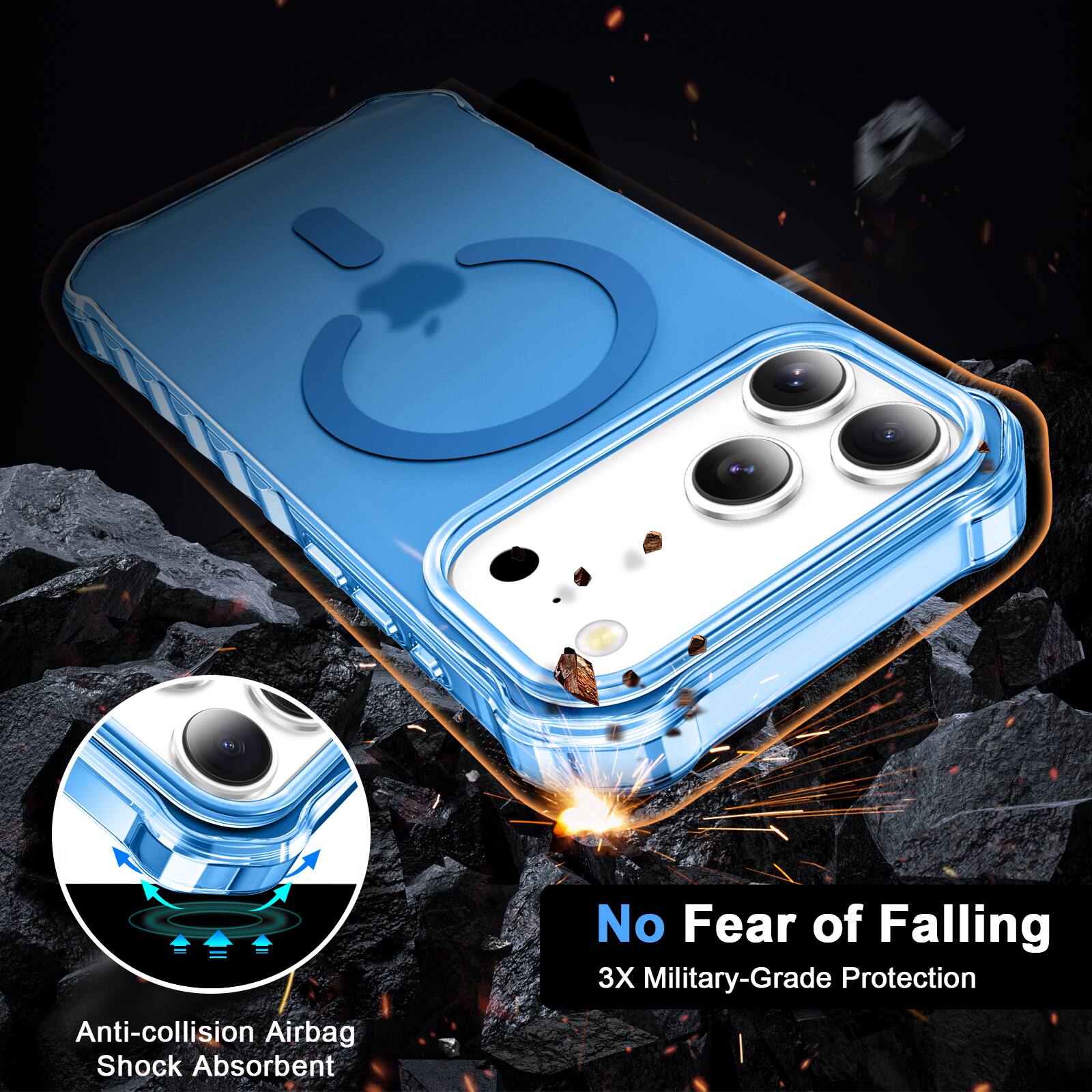 Anti-collision Airbag Shock Absorbent  
No Fear of Falling  
3X Military-Grade Protection