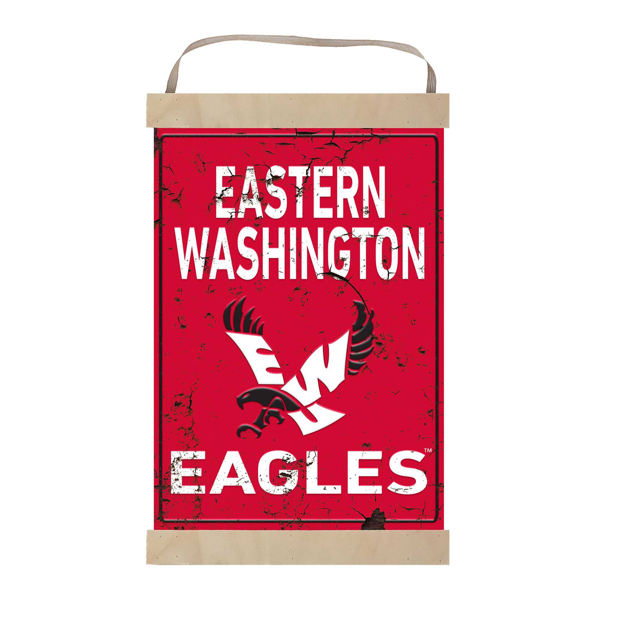Eastern Washington Eagles 12'' x 20'' Faux Rust Banner Sign