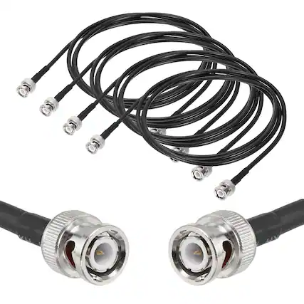 Front. Unique Bargains - 4pcs RG58 Coaxial Cable BNC Male to BNC Male 50 Ohm 6.6ft - Black.