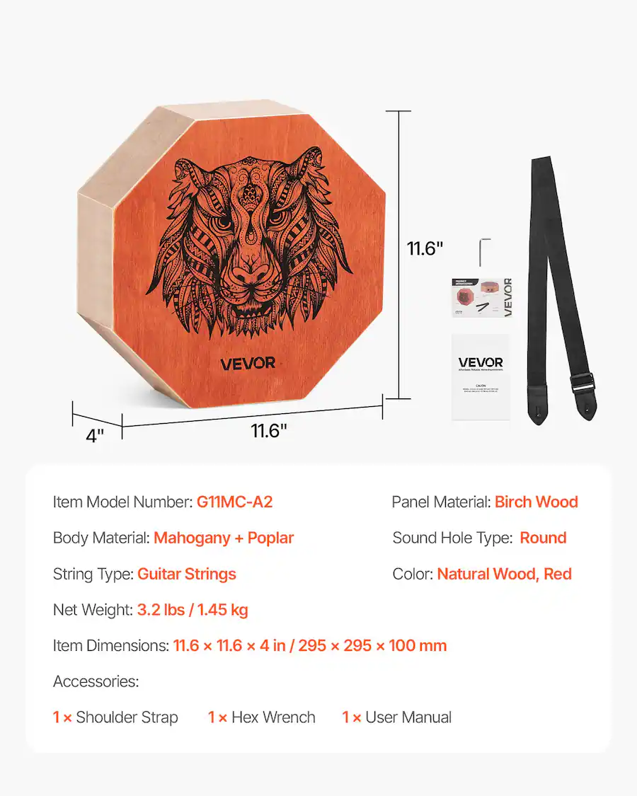 VEVOR Unique Cajon Box Drum, with Internal Guitar Strings, Portable ...