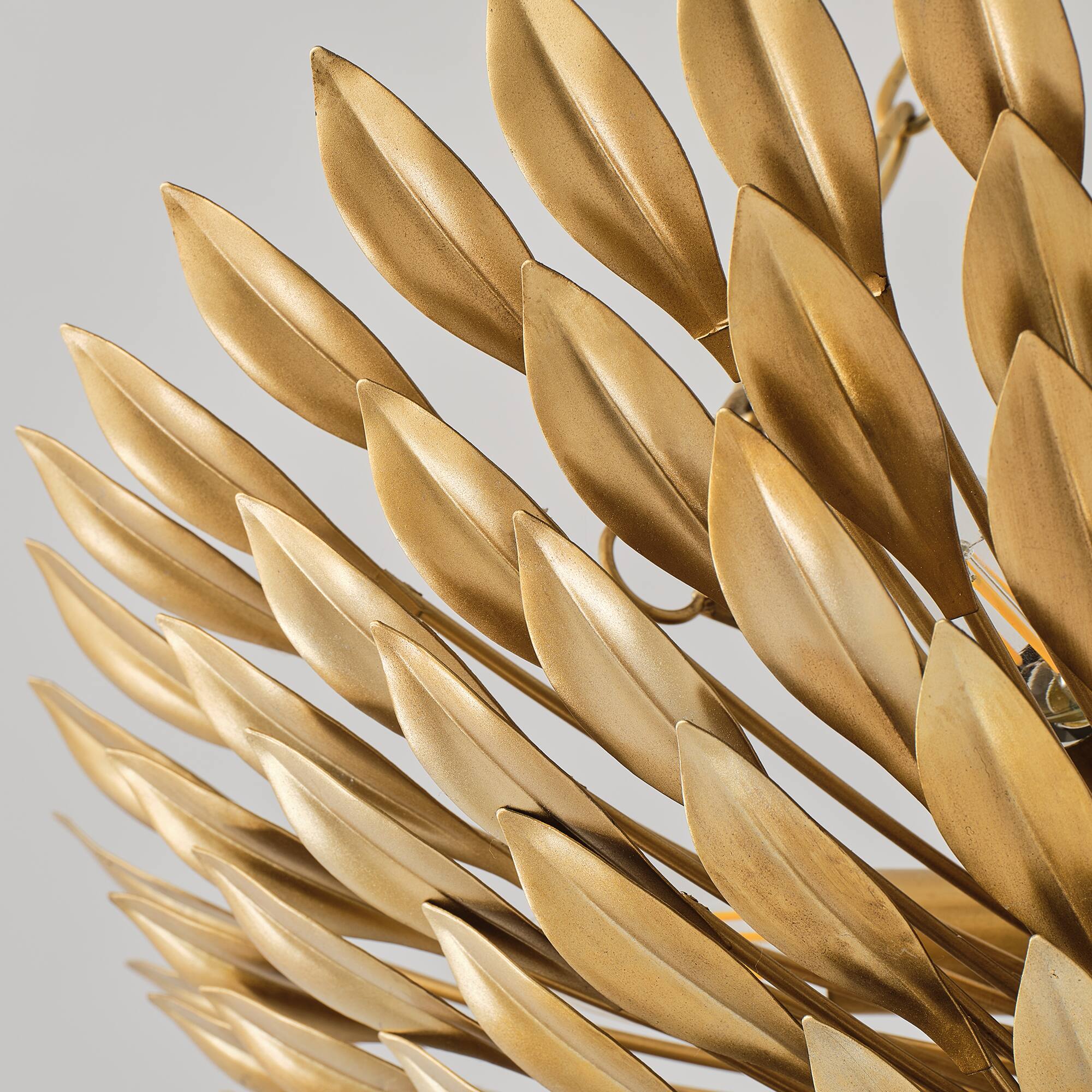 Alt View 10. Parrot Uncle - Antique Gold 6-Light Olive Leaf Convertible Chandelier Light - Antique Gold.