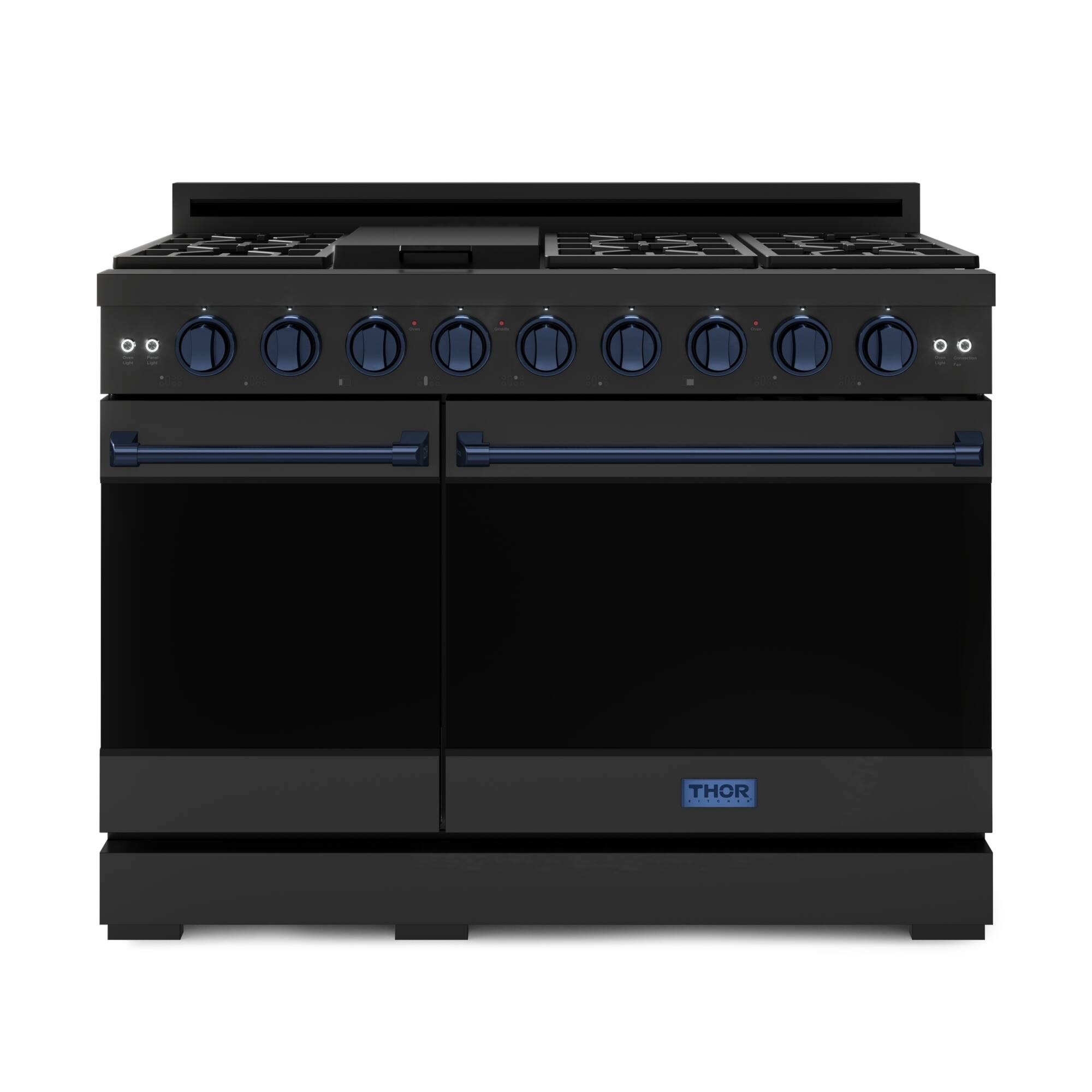 Gordon Ramsay Series by Thor Kitchen 6.8 Cu. Ft Freestanding Liquid Propane Gas Range with Navy Blue Hardware - Black