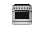 Front. Hauslane - HausPro 36 in. 6 Burners (20,000 BTU) Freestanding Dual Fuel Range - Black Stainless Steel.