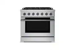 Hauslane - HausPro 36 in. 6 Burners (20,000 BTU) Freestanding Dual Fuel Range - Black Stainless Steel