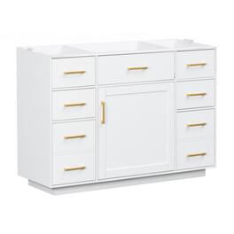 Loheer - 48 Inch Bathroom Vanity Base Only Freestanding Cabinet No Sink - White