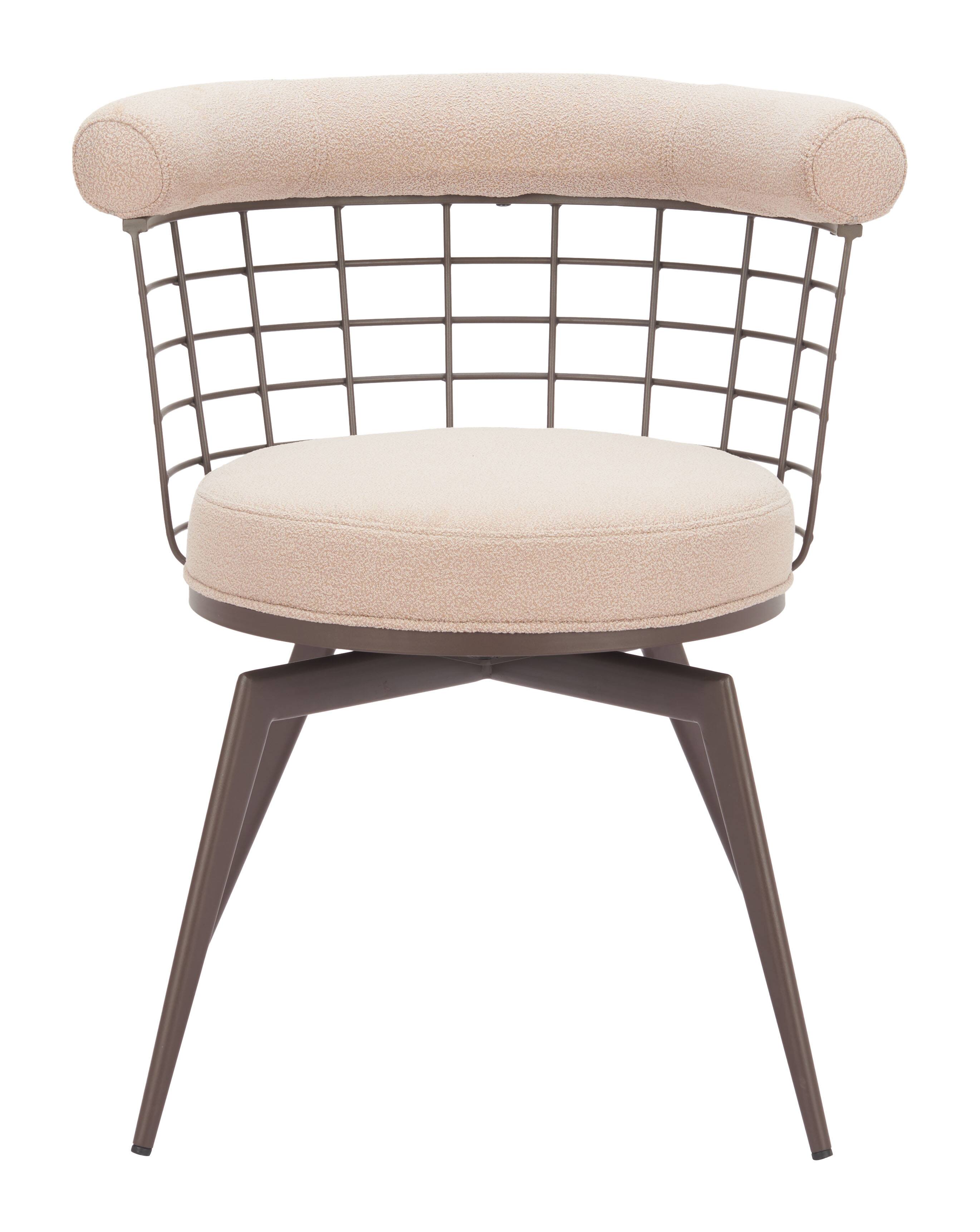 Alt View 1. Hivvago - Saku Swivel Dining Chair Beige & Brown - Beige & Brown.