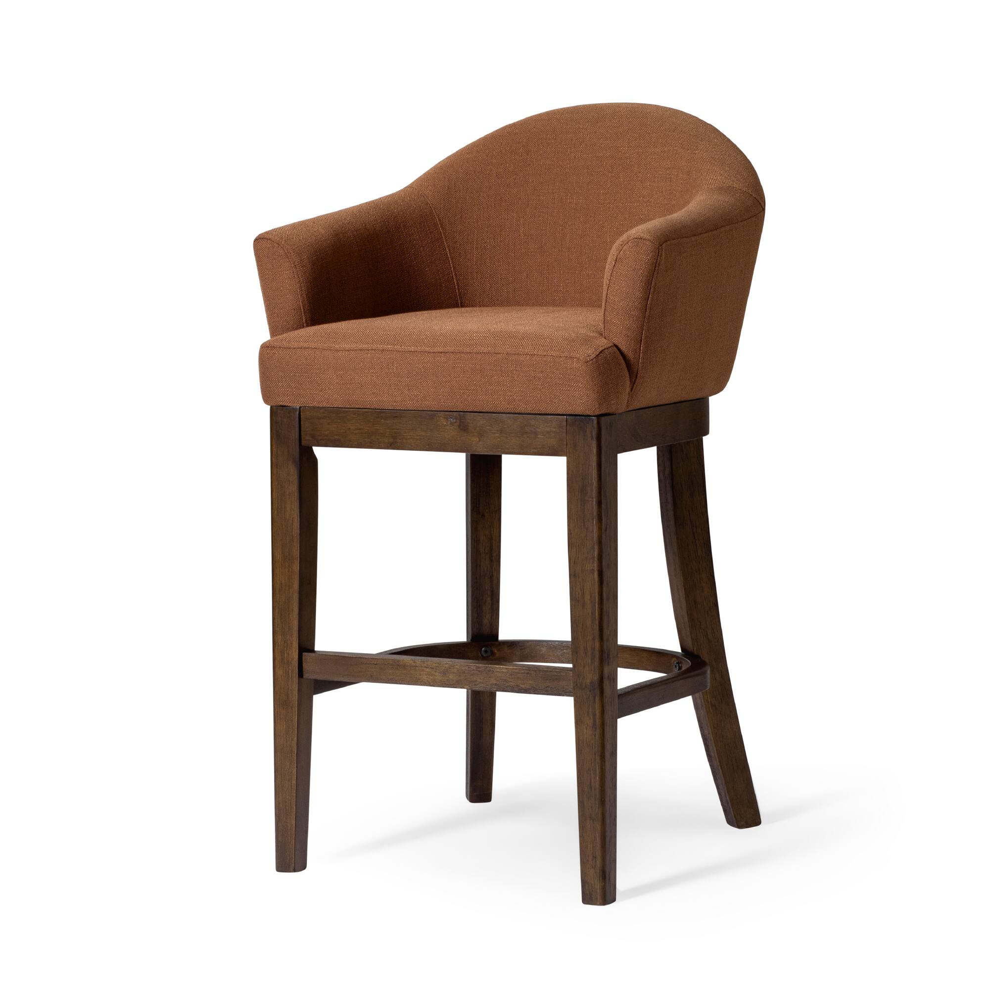 30" Maven Lane Isabella Bar Stool Finish with Canvas Fabric Upholstery - Aged Brown