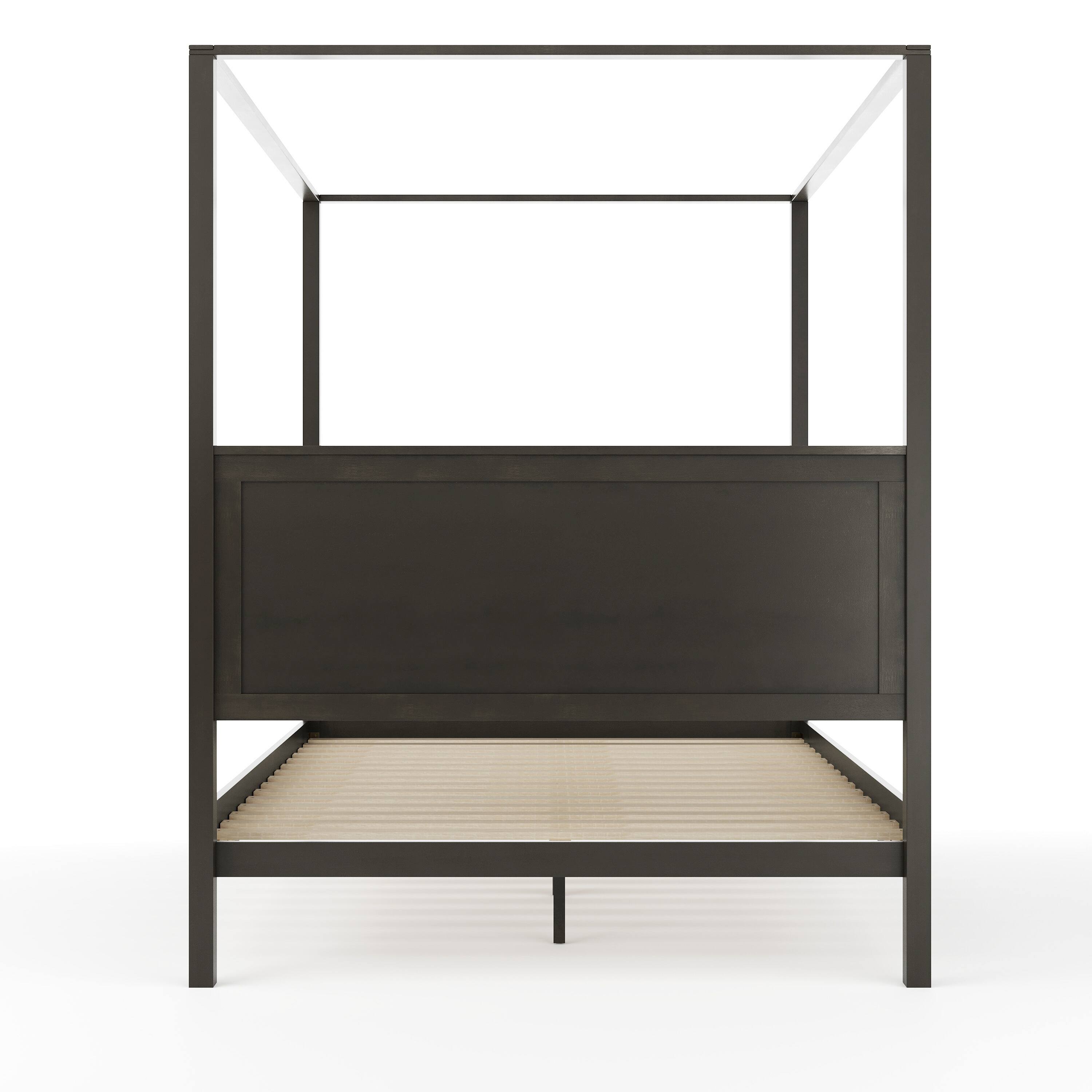 Alt View 16. Martha Stewart - Hayes Wooden Queen Size Canopy Platform Bed with Headboard and Footboard in Dark Gray - Dark Gray.