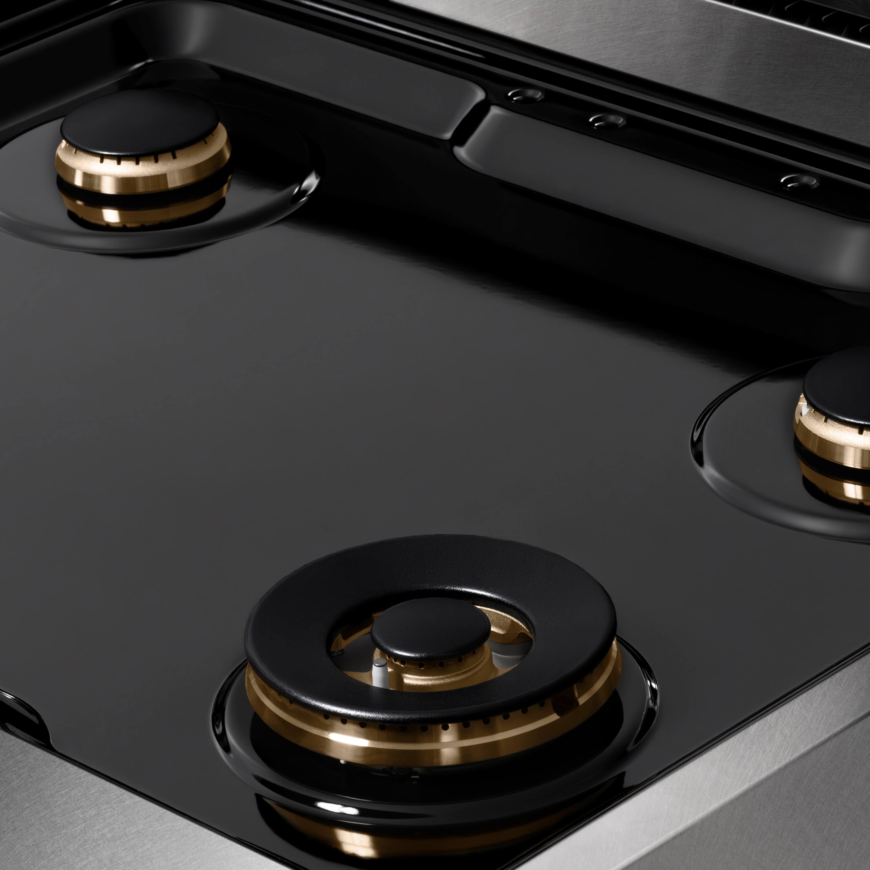 Alt View 8. ZLINE - ZLINE 30 in. Classic Gas Rangetop w/ 4 Brass Burners & Porcelain Cooktop in Satin Stainless Steel - Satin Stainless Steel.