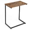 Front. Costway - Costway C-shaped End Side Coffee Tray Sofa Table Laptop TV Snack Stand W/ Metal Frame - Rustic Brown.
