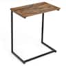 Costway - C-shaped End Side Coffee Tray Sofa Table Laptop TV Snack Stand W/ Metal Frame - Rustic Brown