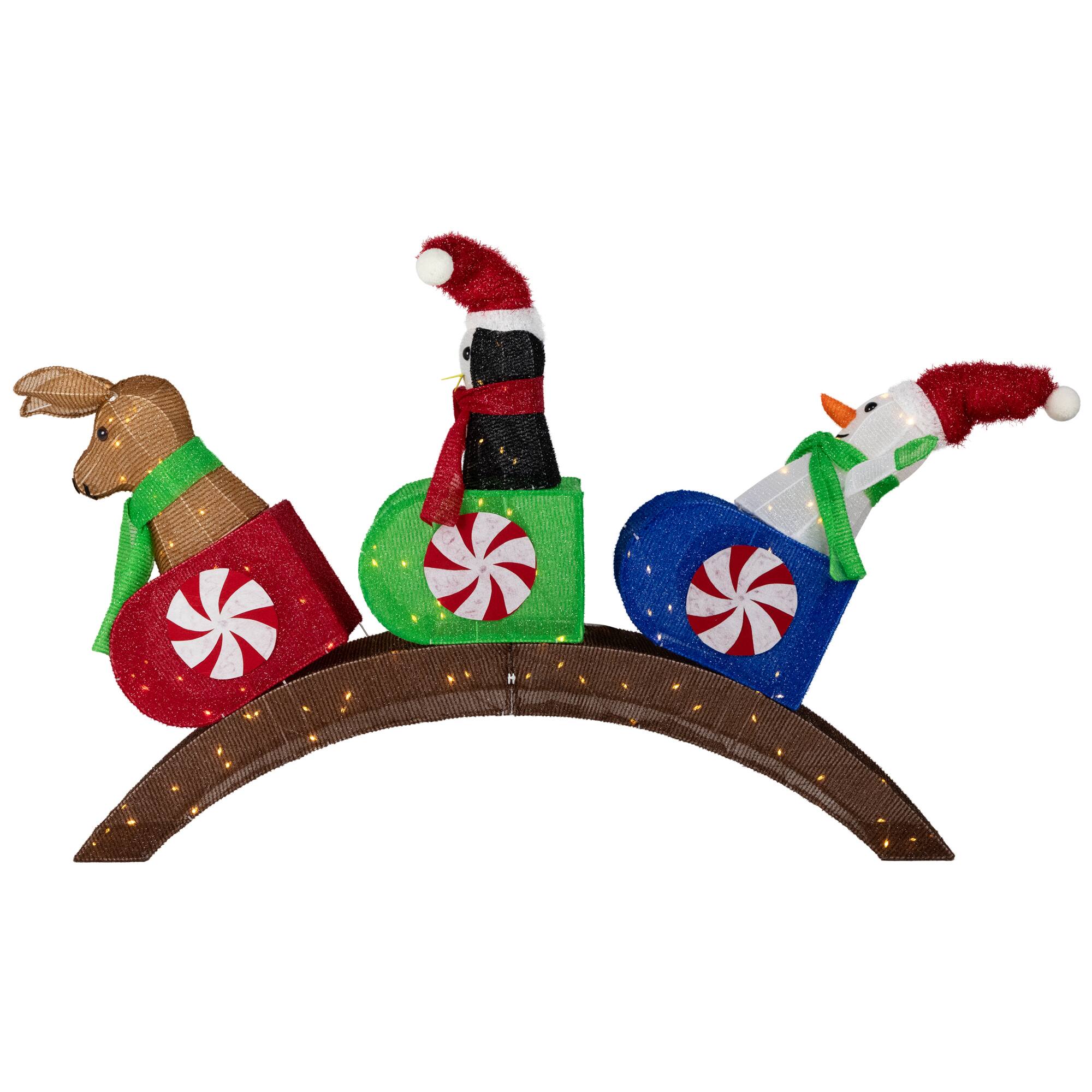 Alt View 4. Northlight - Lighted Winter Friends Christmas Coaster Outdoor Decoration - 4.5' - LED Warm White - Multi.