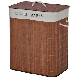 Homcom - Laundry Basket with Lid and String Handles - Brown