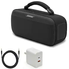 Front. Bose - Bose SoundLink Max Bluetooth Speaker Bundle with Aux Cable, Fast Charger - Portable (Black) - Black.