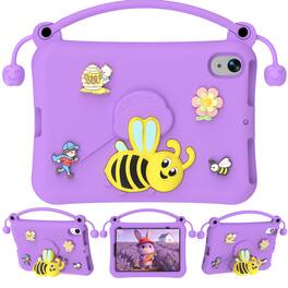 Dteck - for Apple iPad mini (A17 Pro) 2024 & iPad mini 6 2021 8.3" Kids EVA Tablet Case,Shockproof Kickstand Cover + Handle - Purple