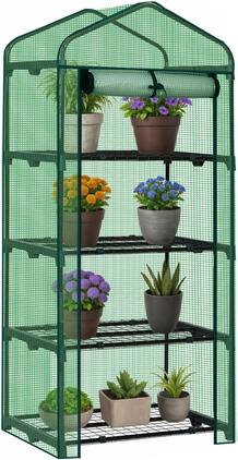 Winado - Mini Greenhouse, Small PE Plant Green House with 4 Tiers Rack, Shelf Clips, Roll-up Zipper Door, Gardening Supplies