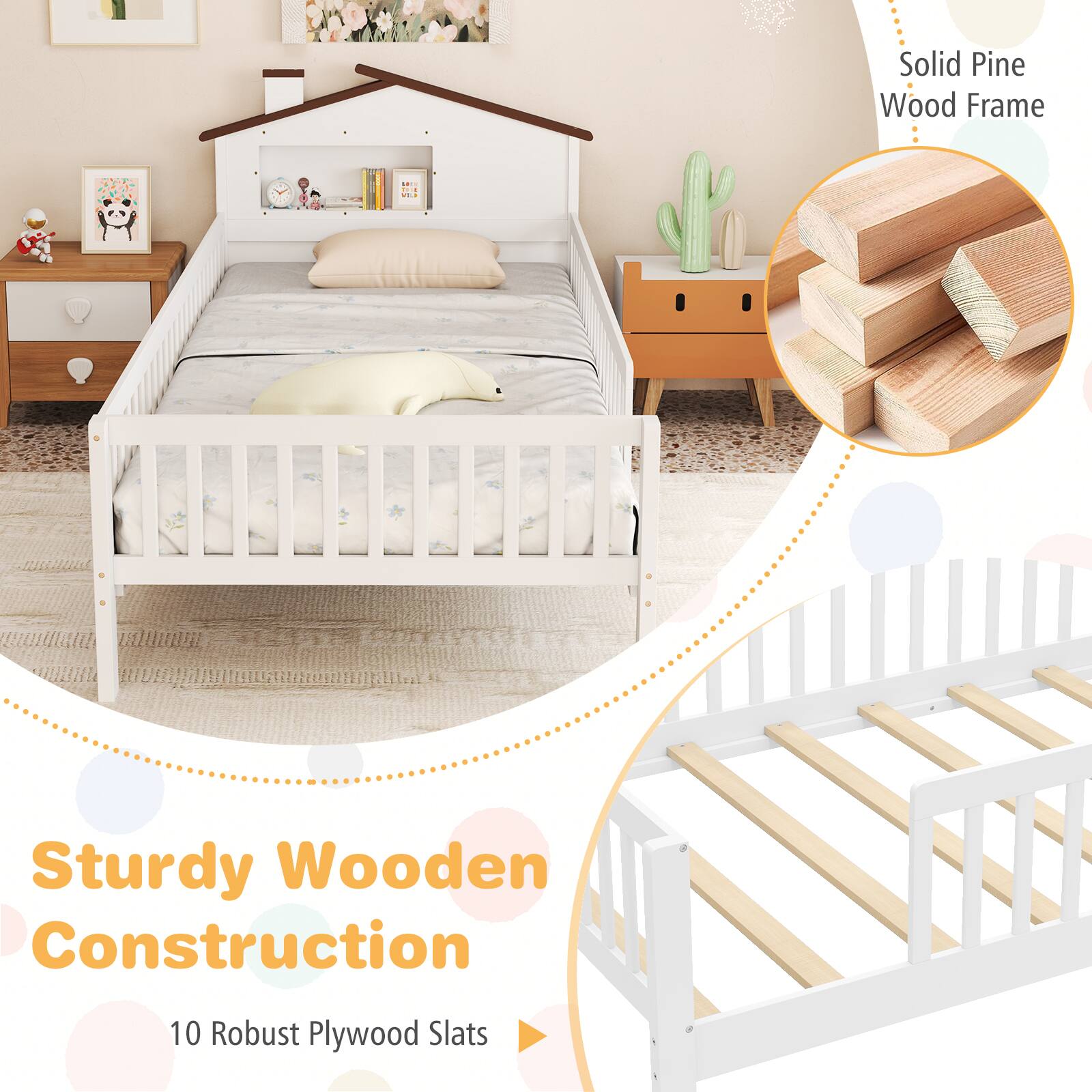 Solid Pine Wood Frame

Sturdy Wooden Construction

10 Robust Plywood Slats