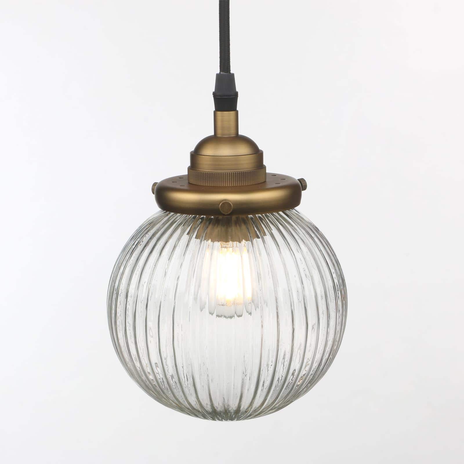 TECH SAFARI - Vintage Kitchen Hanging Pendant Light Fixture Single HardwiIndoor Vanity Luxury Retro TextuStriped Round Gl - Antique