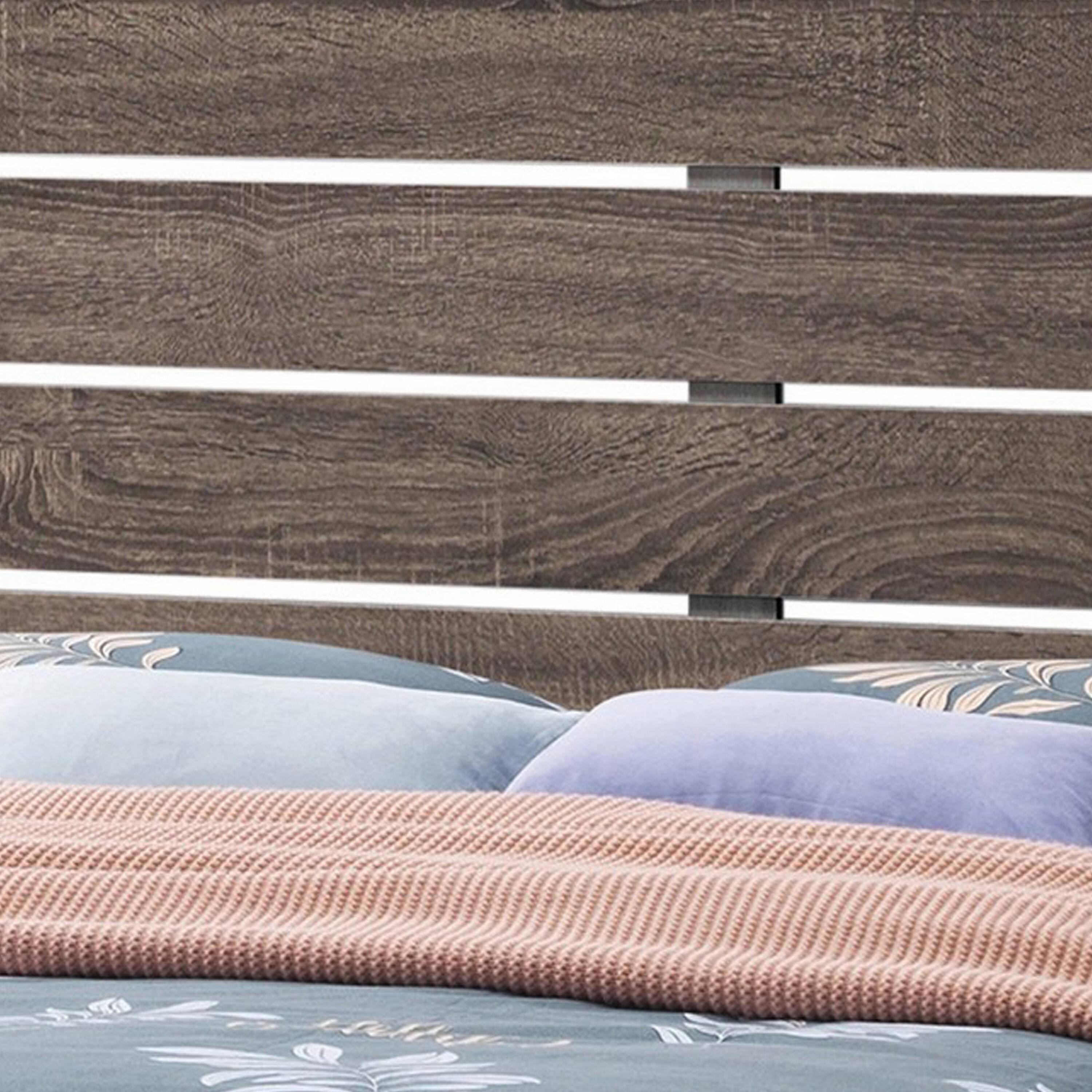 Alt View 2. Manhattan Lane - Ach Wood Queen Storage Bed with 2 Drawers, Plank Style Headboard - Brown.
