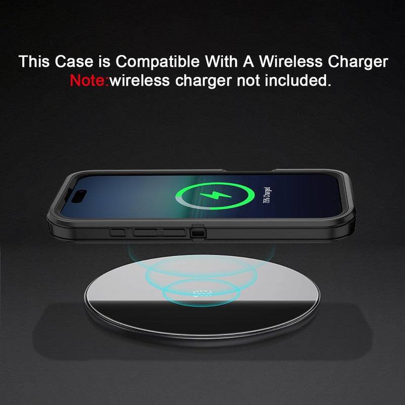 This Case is Compatible With A Wireless Charger  
Note: wireless charger not included.