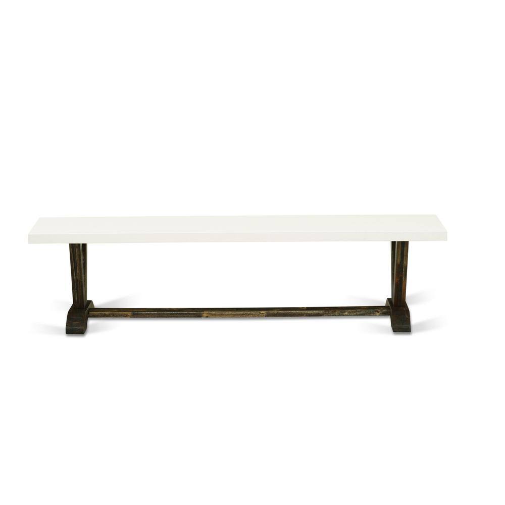 Left. East West Furniture - V-Style Modern Dinette Bench with Wooden Seat - White.