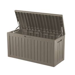 Mondawe - 80 Gallons Resin Waterproof Lockable Outdoor Deck Box - Light Brown