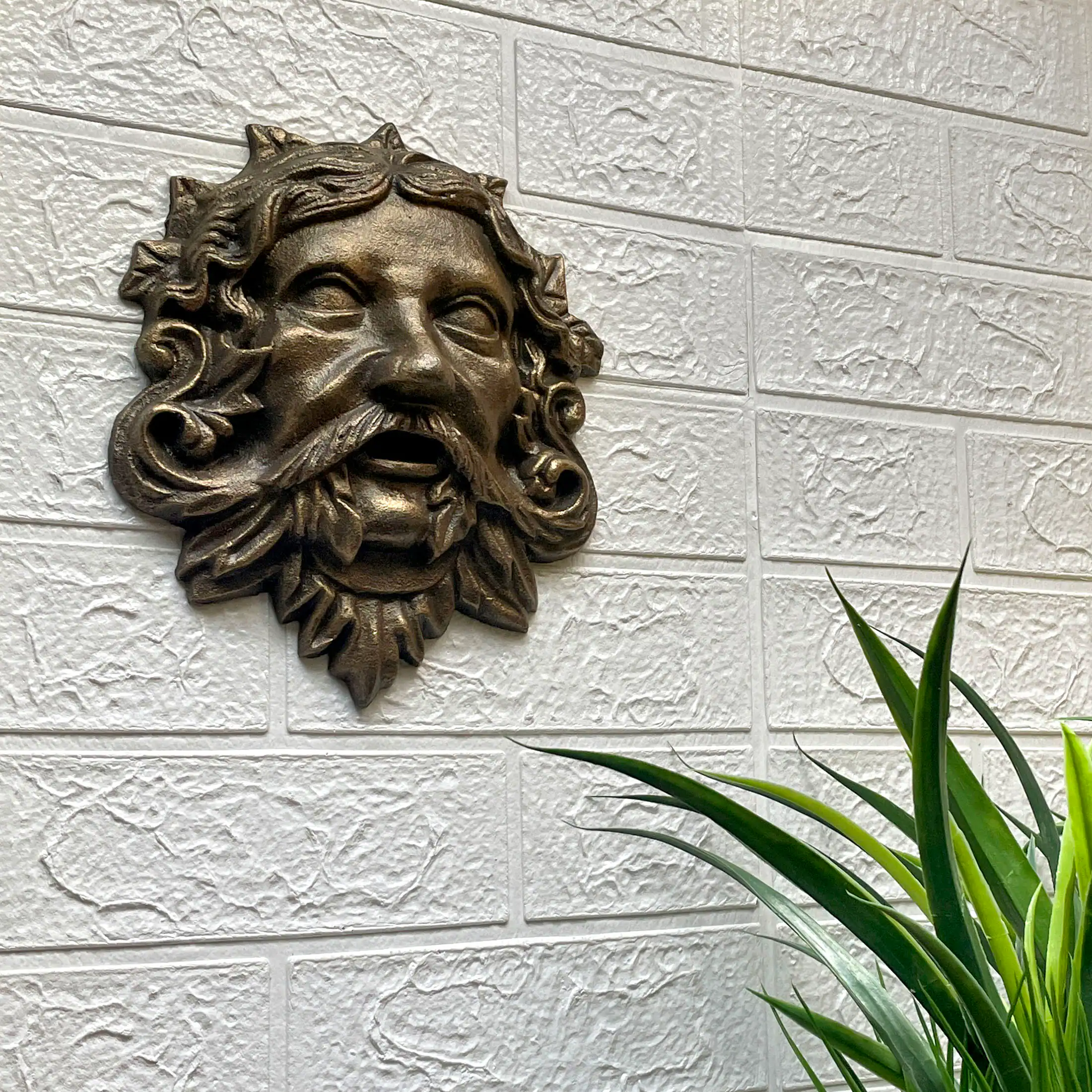 Alt View 5. Zeckos - Cast Iron Green Man Wall Décor - Bronze Finish - 9.75 inches Tall - Easy to Hang - Bronze.