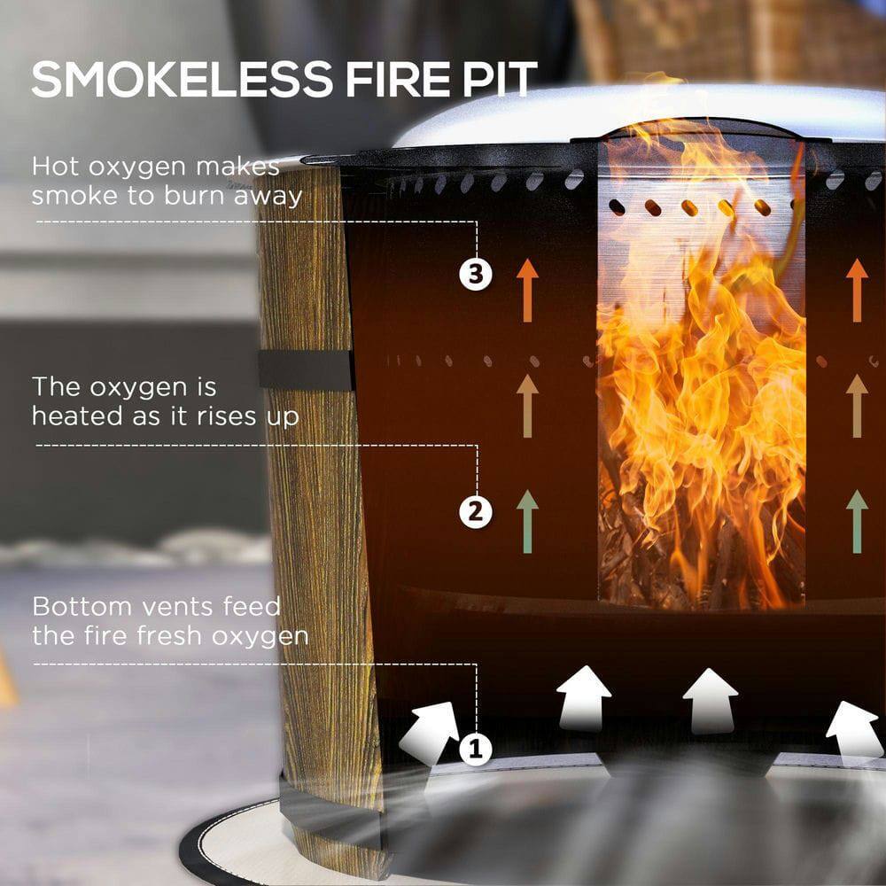 SMOKELESS FIRE PIT

1. Bottom vents feed the fire fresh oxygen
2. The oxygen is heated as it rises up
3. Hot oxygen makes smoke to burn away