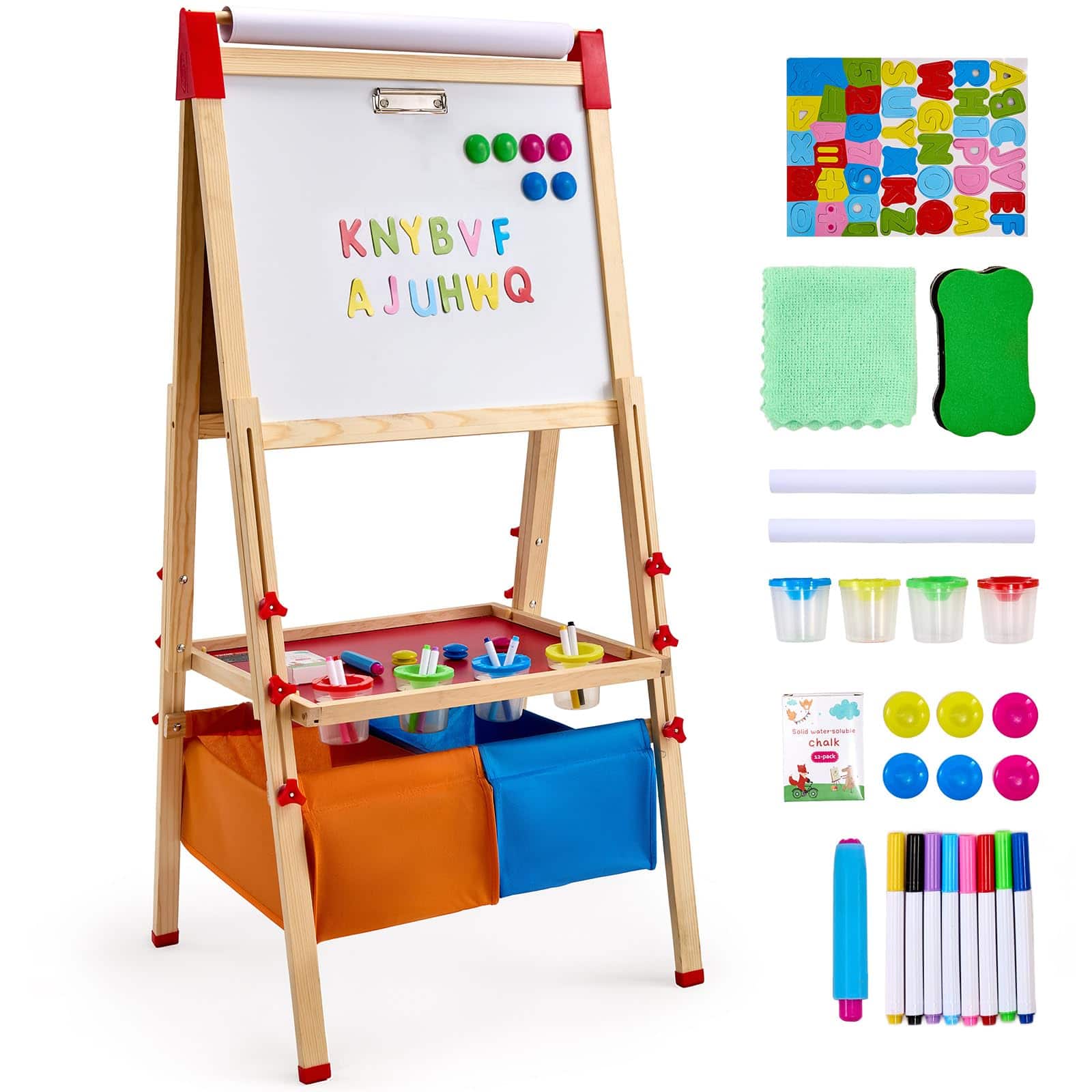 Stylel Star - Art Easel For 2-in-1 Wooden Double-sided Kid's With Magnetic Whiteboard & Chalkboard Adjustable Standing