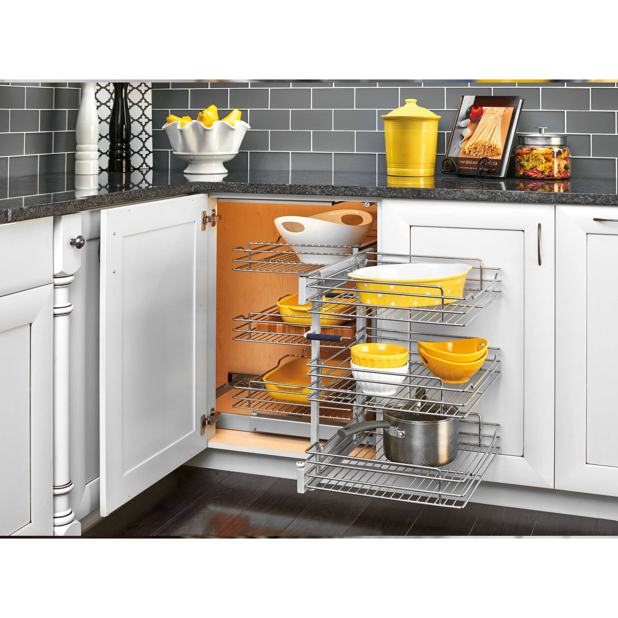 Alt View 5. Rev-A-Shelf - Rev-A-Shelf Pullout Corner Cabinet Organizer w/ Soft-close Three-Tier, 5PSP3-18SC-CR - Silver.