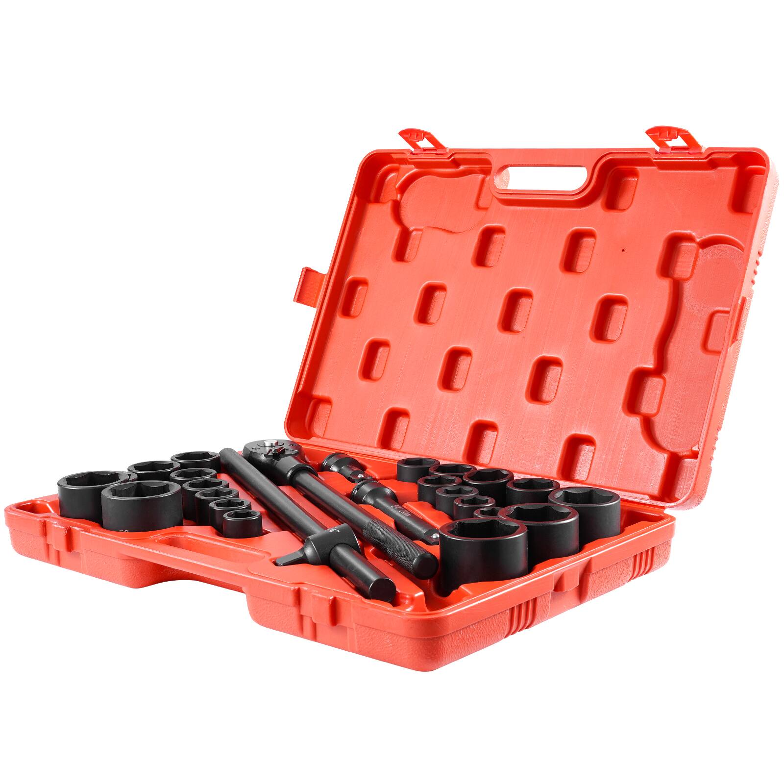Left. LOVMOR - Impact Socket Set 3 4 Inch 27 Piece SAE Metric 6 Point Socket Assortment.