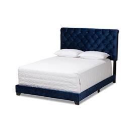 Baxton Studio - Candace Luxe and Glamour Velvet Upholstered Bed - Navy Blue