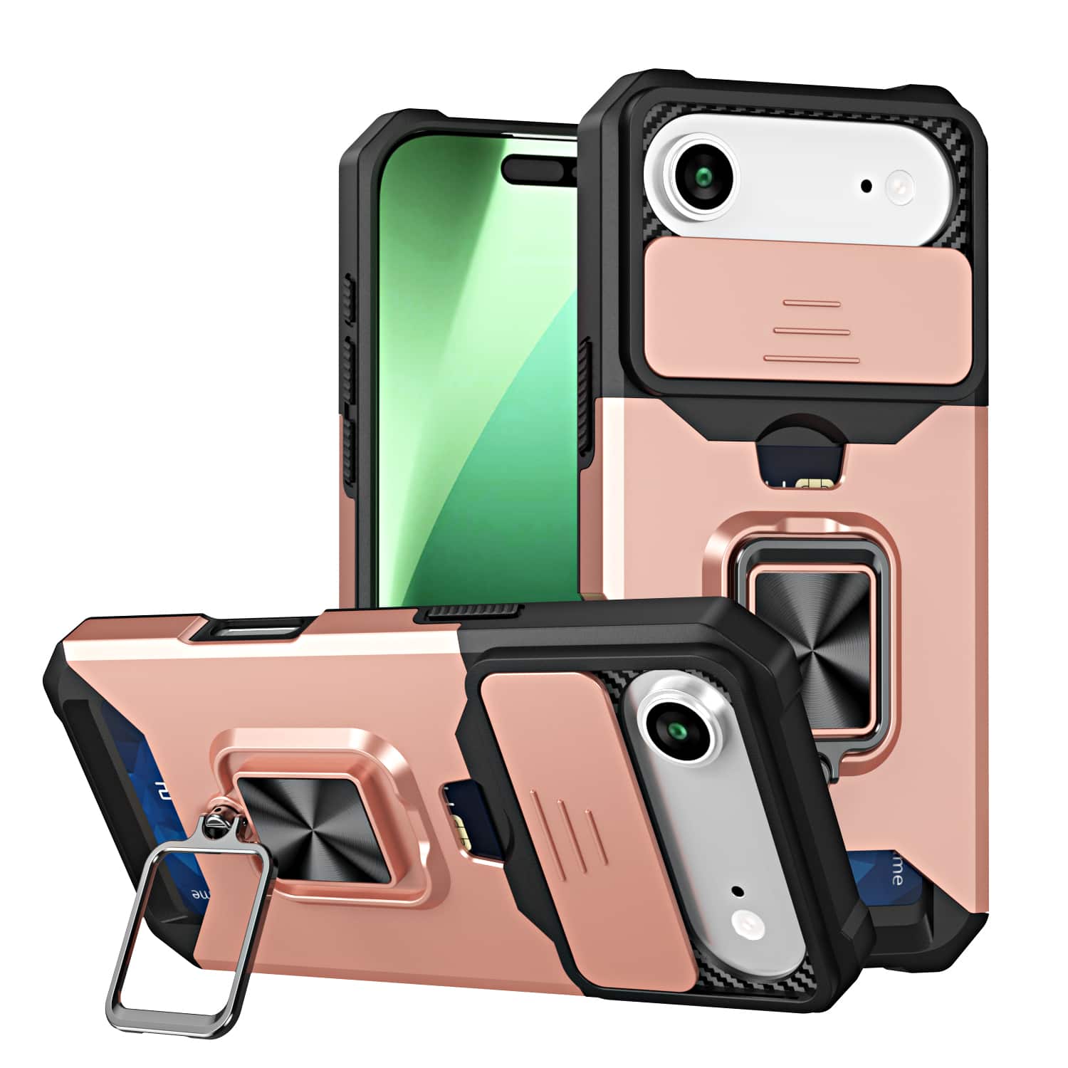 Dteck - Wallet Card Case for Apple iPhone Air, Magnetic Heavy Duty Shockproof Lens Protection Ring Kickstand Cover - Rosegold price history on PriceWatchPro