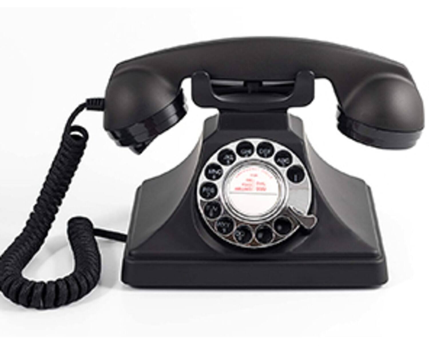 Front. PopMarket - GPO Retro GPO200BLK 200 Vintage Rotary Dial Telephone Classic Bakelite Black   - MISC ACCESSORY - Black.