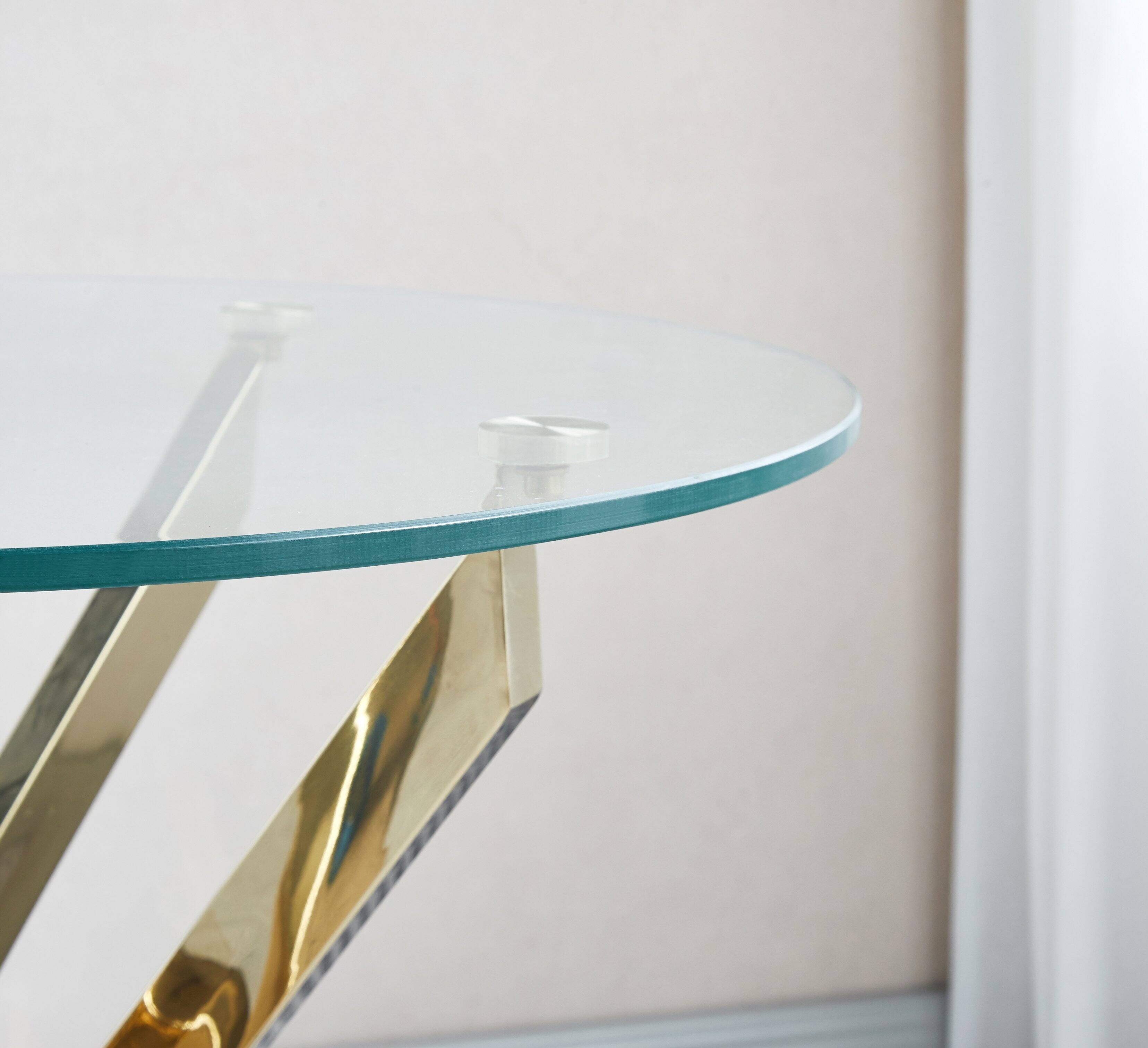 Left. TinyHomie - Modern Round Tempered Glass Coffee Table With Chrome Legs - white.