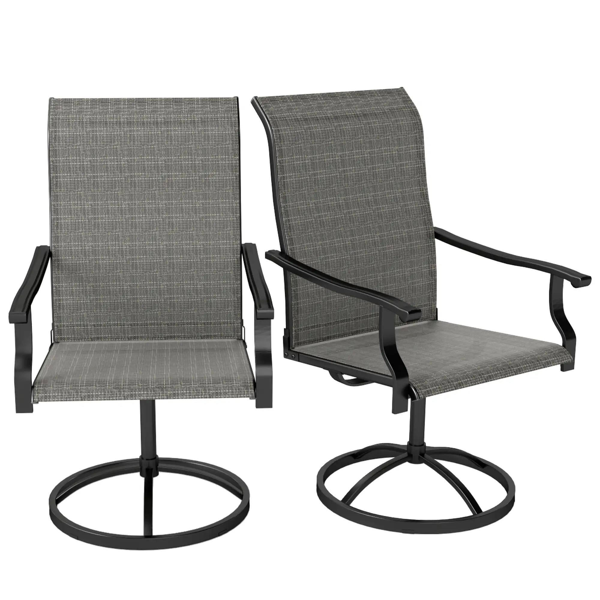 Alt View 7. Resenkos - Resenkos Outdoor Swivel Chairs, High-Back Mesh Dining Seating, 2-Piece Set, Perfect for Deck, Patio, Brown - Brown.