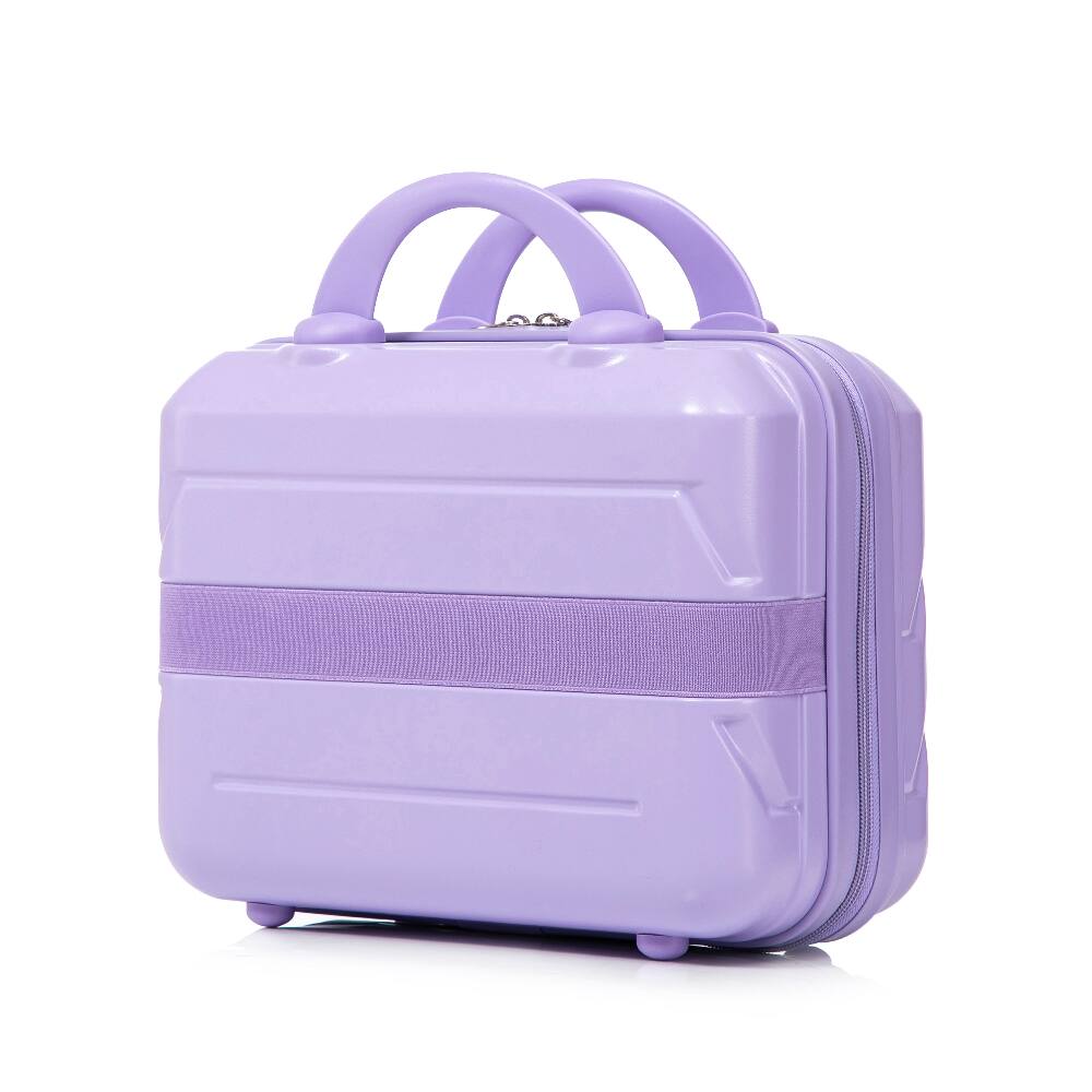 Left. Ropilly - 2 Piece Luggage Set 20 Inch Carry On Suitcase with 14 Inch Cosmetic Case ABS Hard Shell Spinner Wheels - Blue, Purple.
