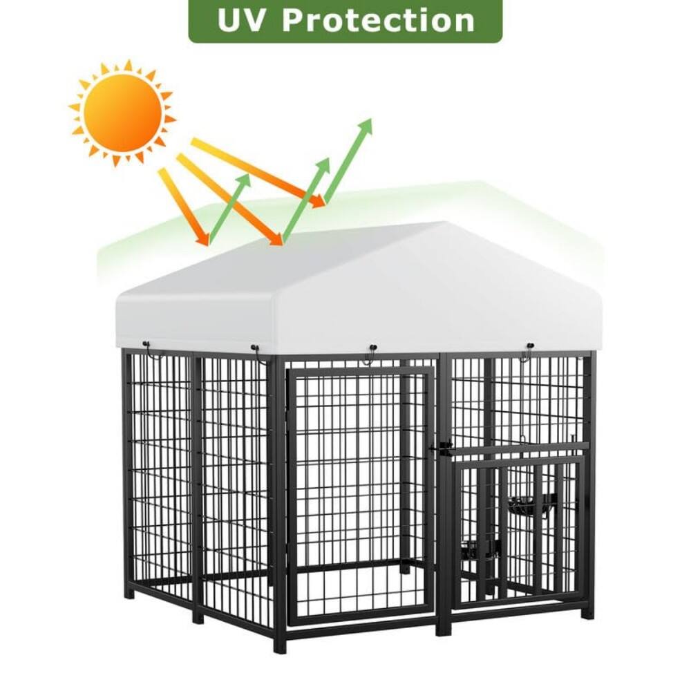 Alt View 2. LOVMOR - LOVMOR Outdoor Dog Pen 4-ft L x 4-ft W x 4.25-ft H Metal Pet Kennel with Weatherproof Coating  Portable Fence.
