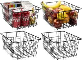 Sorbus - Metal Wire Storage Baskets, Kitchen Pantry Organizer, Chest Freezer Organizer bin, Storage Bins (4-Pack) - Black