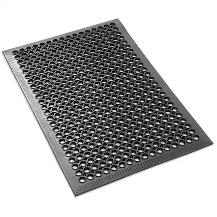 Front. GRIDMANN - Restaurant Floor Mats - Anti-Fatigue Non-Slip Rubber Drainage Mats - Black.