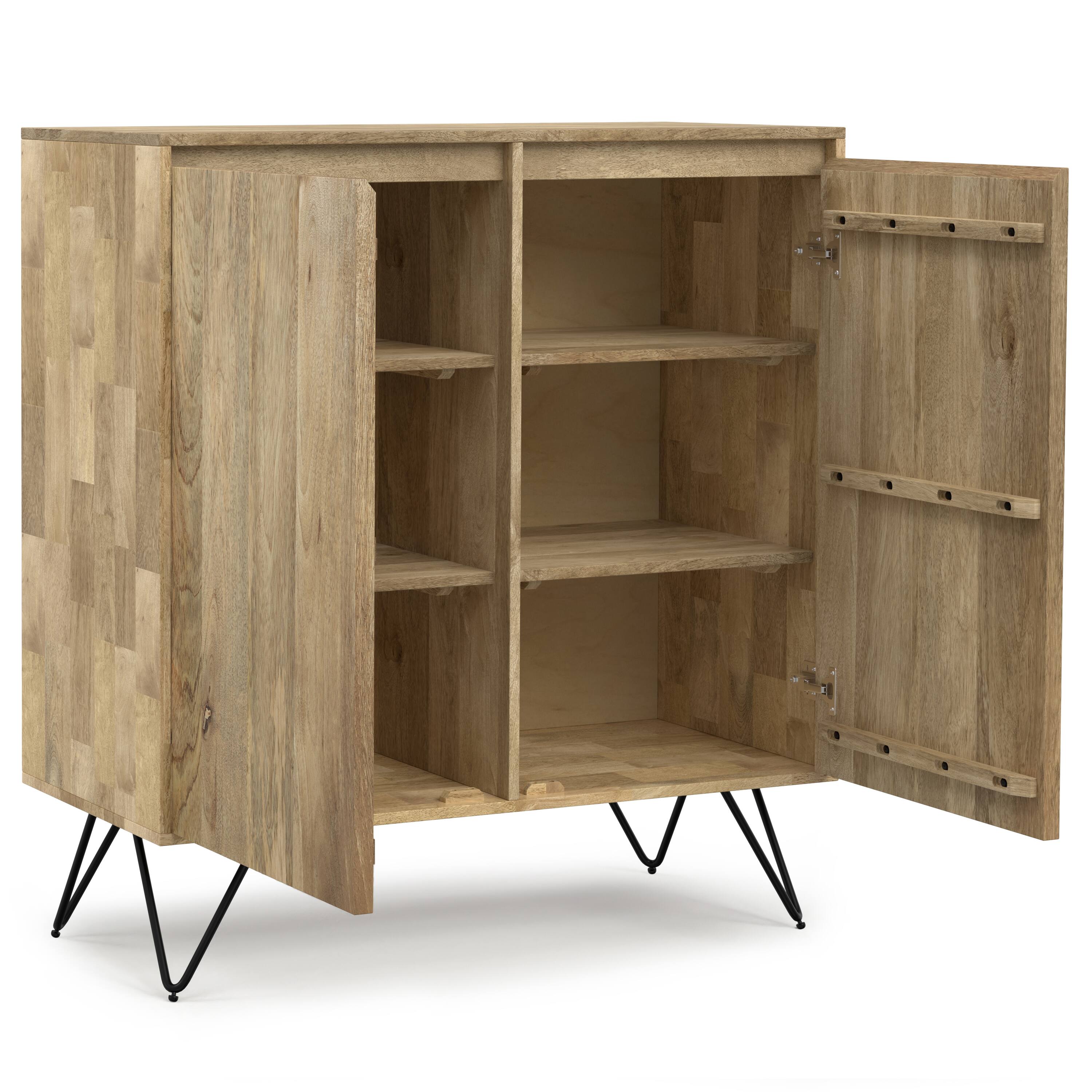 Back. Simpli Home - Hunter Solid Mango 39 inch Storage Cabinet in Natural Color (Set of 2) - Natural.