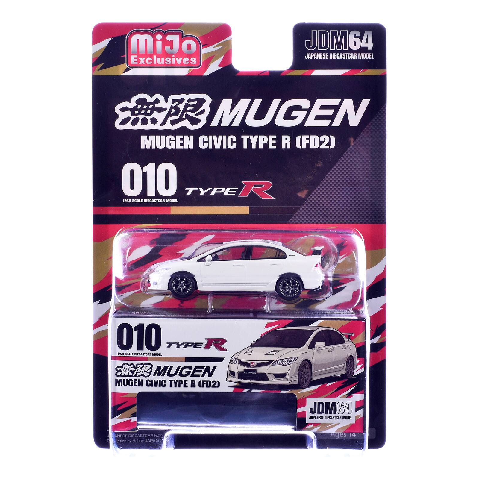 MiJo Exclusives JDM64 64 JAPANESE DIECAST CAR MODEL MUGEN MUGEN CIVIC TYPE R (FD2) 010 TYPE R - s IntaA - MUGEN MUGEN CIVIC TYPE R (FD2) JDM64 JPES DCRSTOR MODEL . 3 ANESE DECASTCAR wog gutte Sy HOtOY JAPAN Ages 14