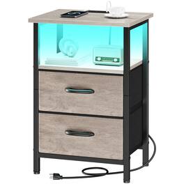 VEGA AUTOMOTIVE - Nightstand Set Of 2 With Charging Station Bedside Table Outlet & Usb Ports Night Stand Fabric Drawers 24 2 - Greige
