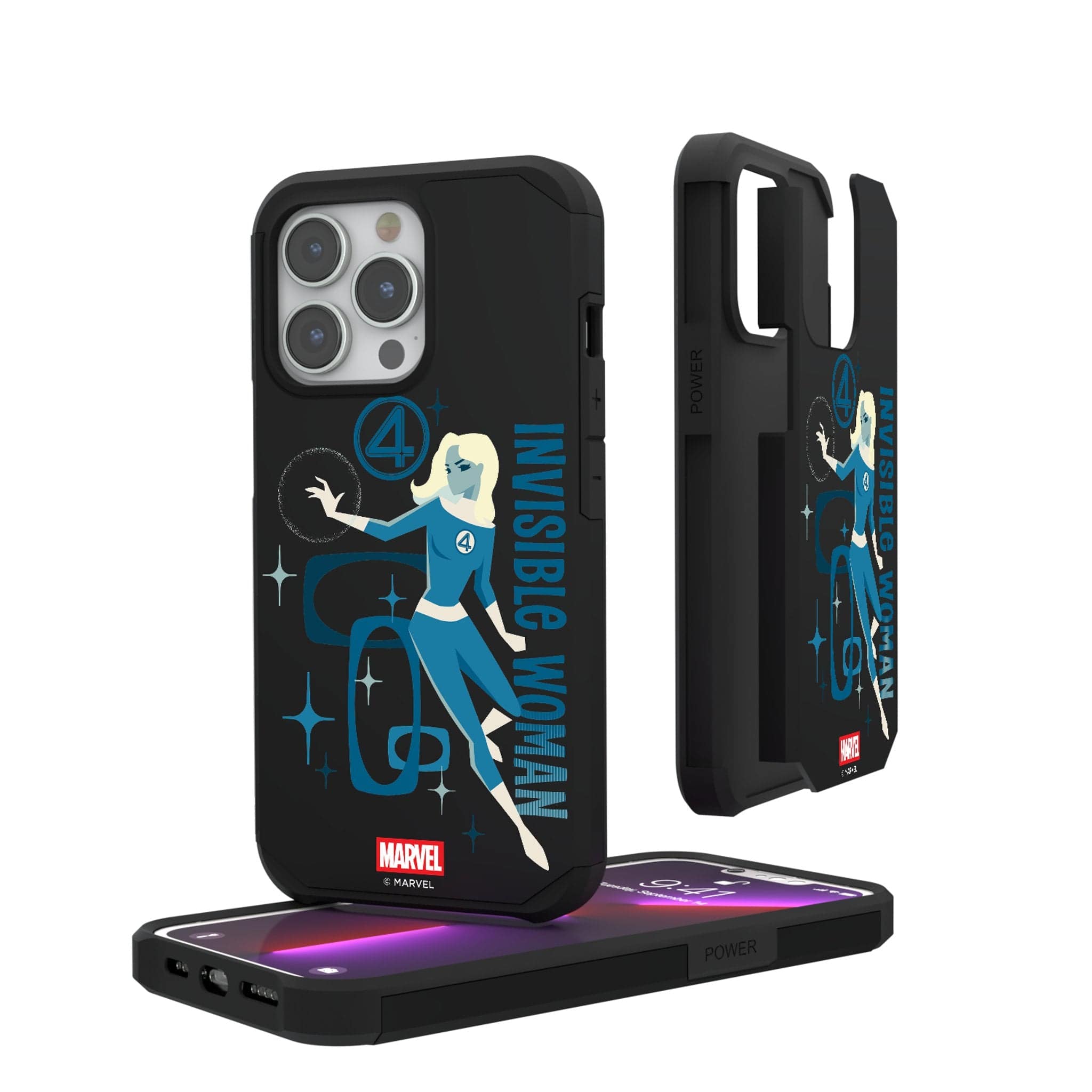 Keyscaper - Marvel Badge Rugged Phone Case - Apple iPhone 15 - Invisible Woman