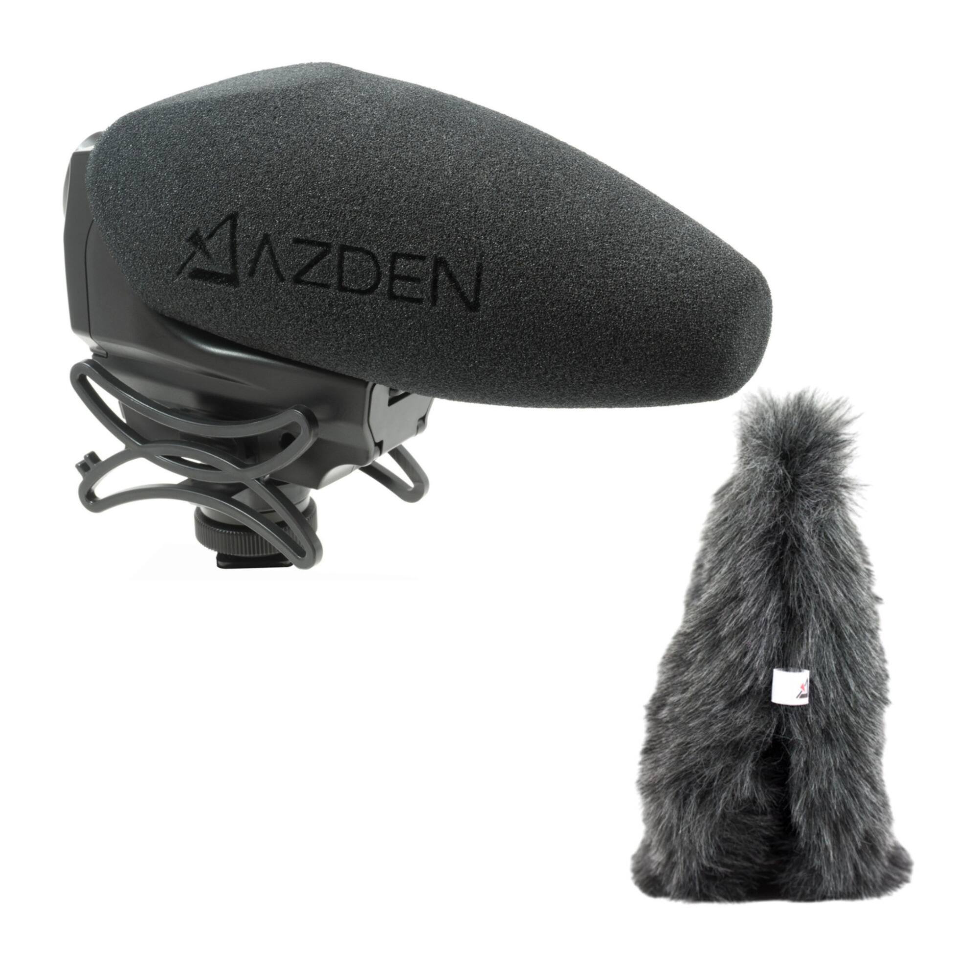 Front. Azden - Azden SMX-30 Mic w/ Stereo/Mono Switch & SWS-30 Furry Windshield Cover Accessory.