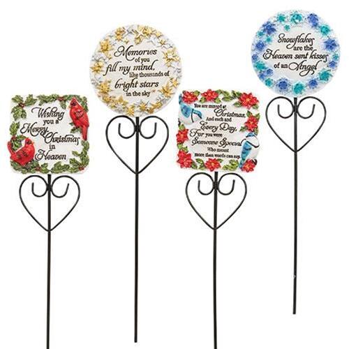 BreeBe - Winter Memorial Yard Stake 4 Asstd - Multicolor