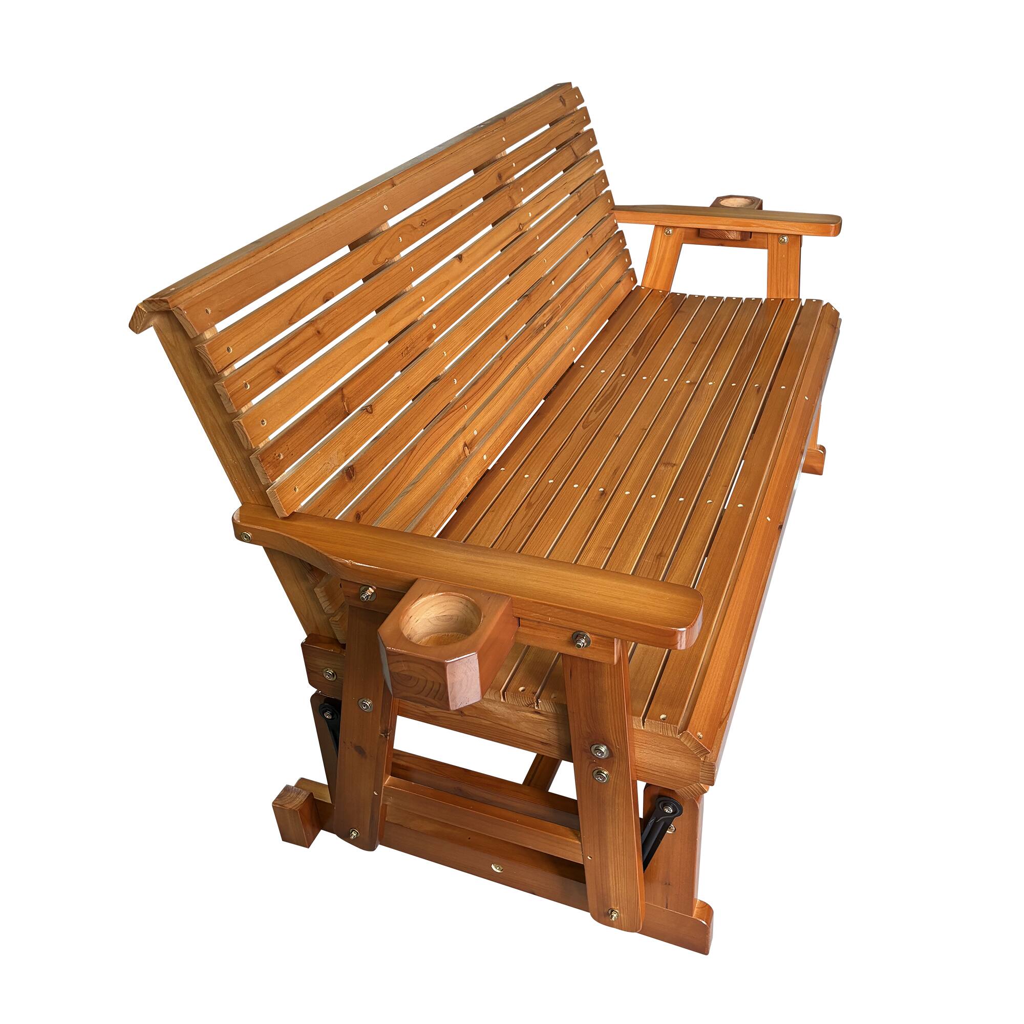 Back. Fortune Candy - Patio Glider with Cup Holders, High Roll Back and Deep Contoured Seat, 3-Seater, Heavy Duty 800 Lb, 5 Feet (Brown) - Brown.